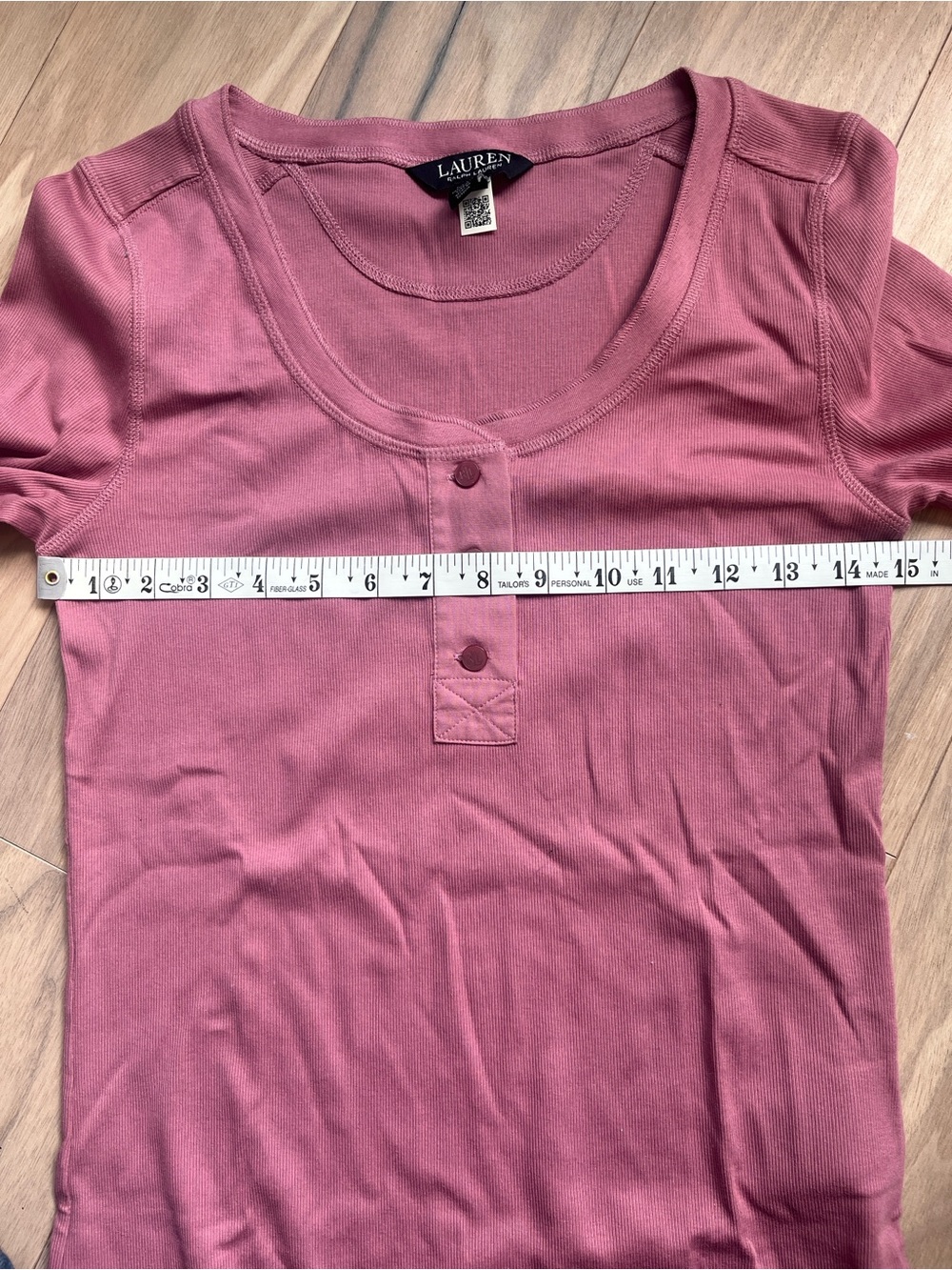 Ralph Lauren Women’s Long Sleeve Henley Top in Dusty Rose Size S Preppy - Picture 7 of 11